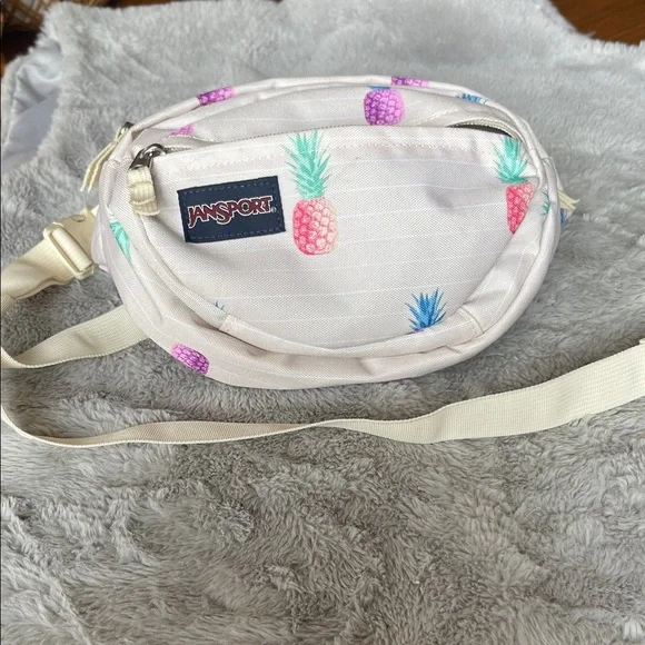 Jansport Beige Fanny Pack with Colorful Pineapples - Picture 1 of 2